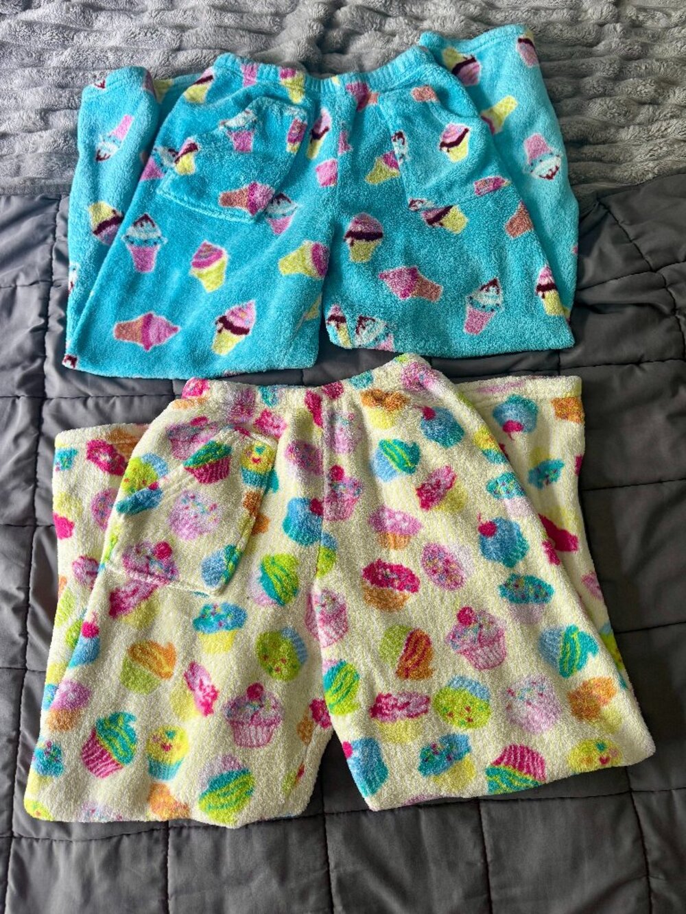iScream Fuzzy Plush Pajama Pants Medium 10-12 Ice Cream Cupcake Print Girls